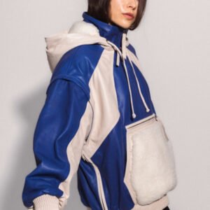 Pullover com zíper couro bovino