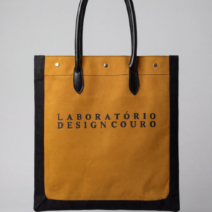 Bolsa tote lona com alça de couro